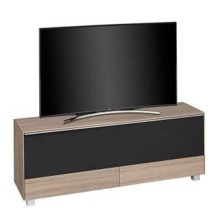TV Board mit Akustikstoff Sonoma Eiche und Schwarz
