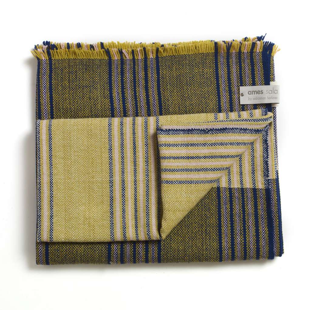 Ames  - Mulera Decke - senf/blau/creme - indoor