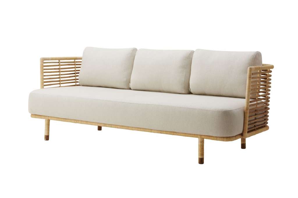 Cane-line - Sense 3-sitzer Sofa - Rattan Natur - off-white (Swipe) - indoor