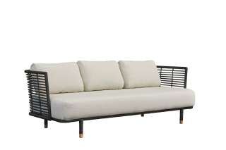 Cane-line - Sense 3-sitzer Sofa - Rattan schwarz - off-white (Swipe) - indoor