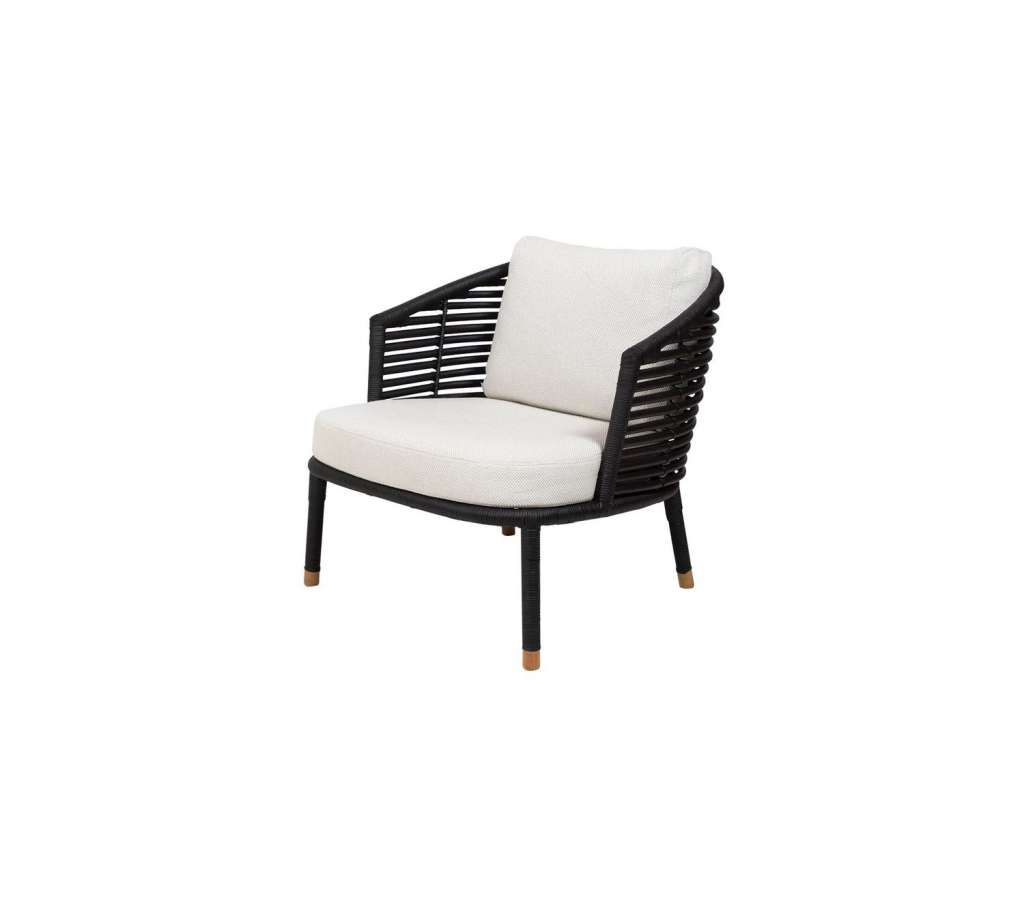 Cane-line - Sense Loungesessel - Rattan schwarz - off-white (Swipe) - indoor