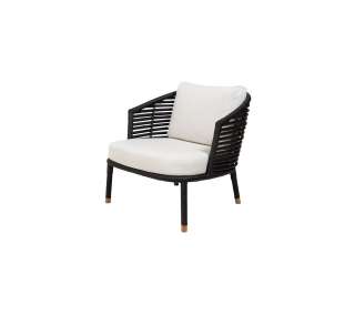 Cane-line - Sense Loungesessel - Rattan schwarz - off-white (Swipe) - indoor