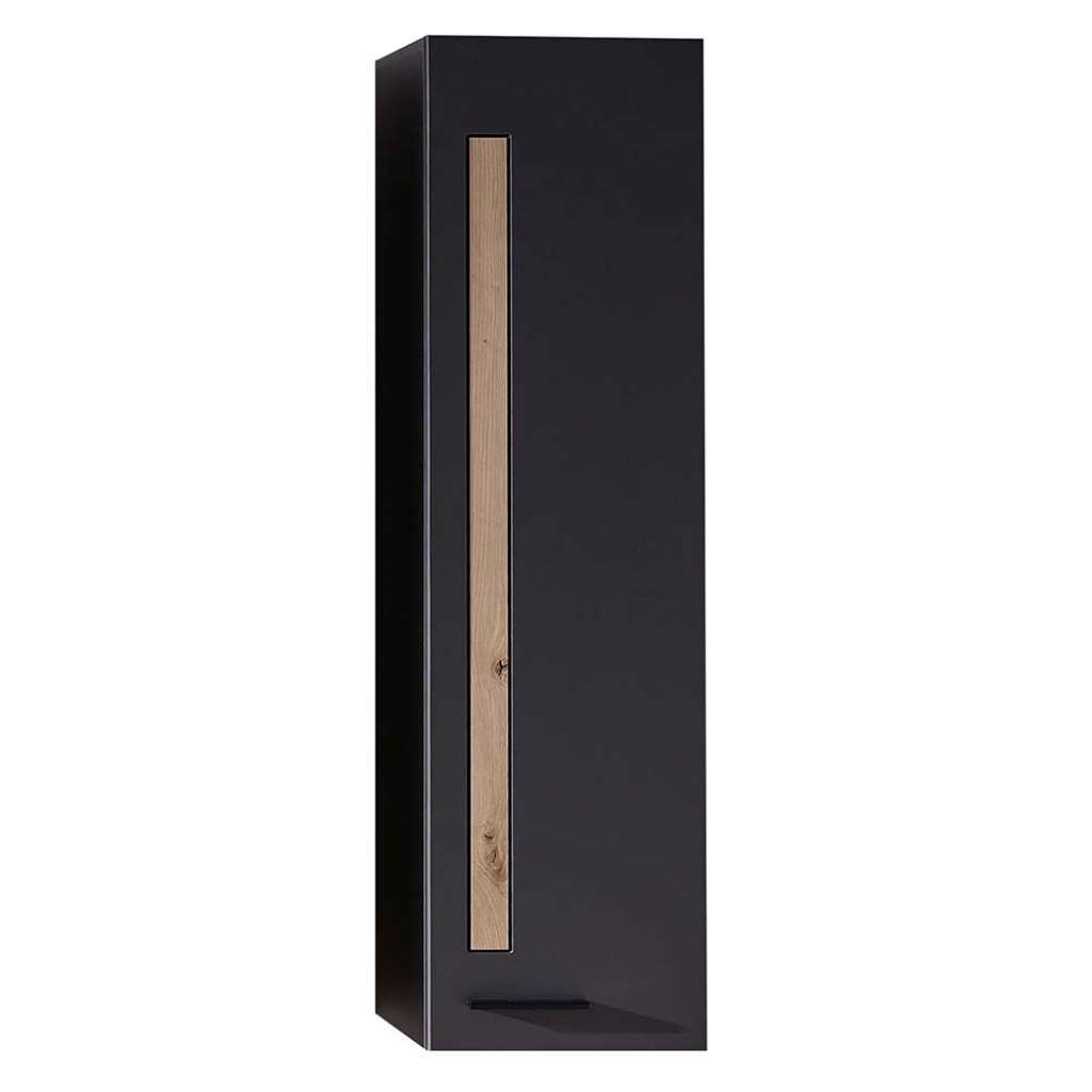 Badezimmer Hängeschrank in Dunkelgrau und Wildeiche Optik modern