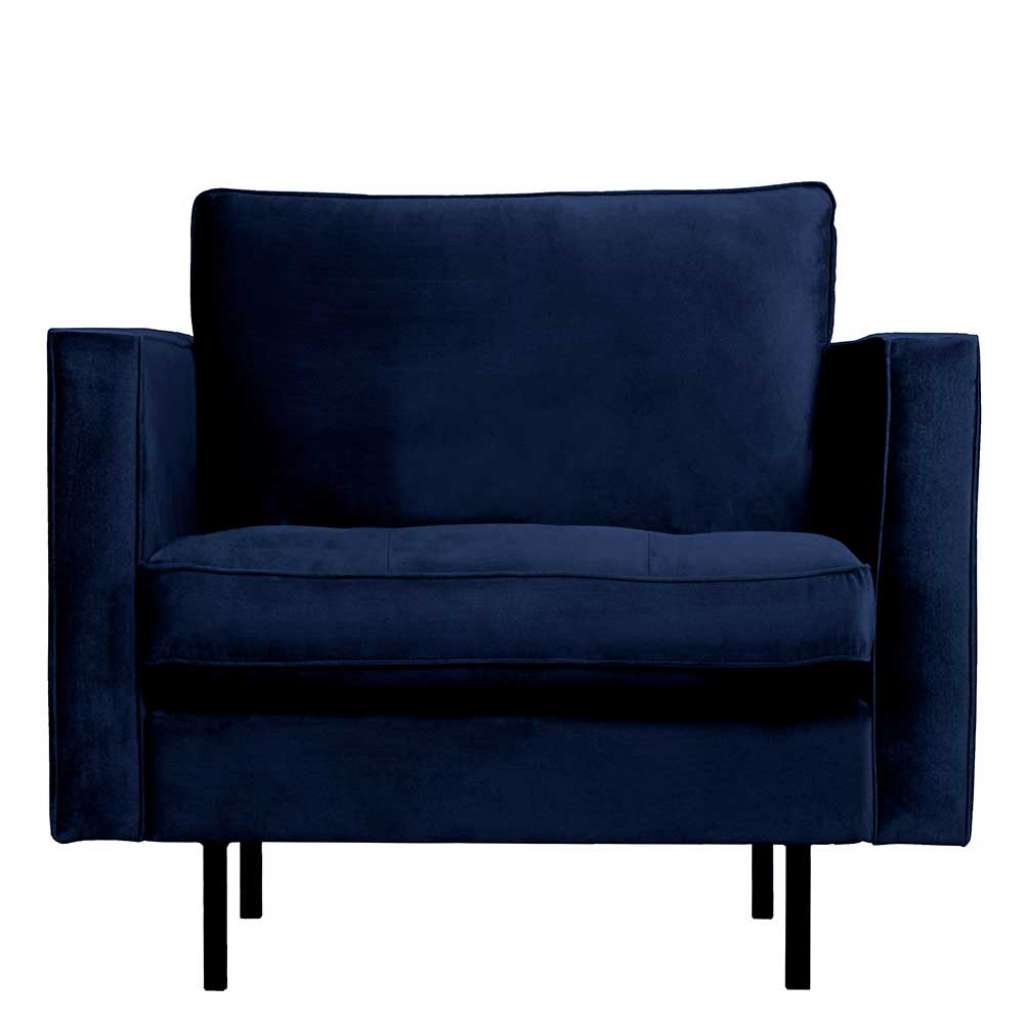 Samt Polstersessel in Dunkelblau Retro Design