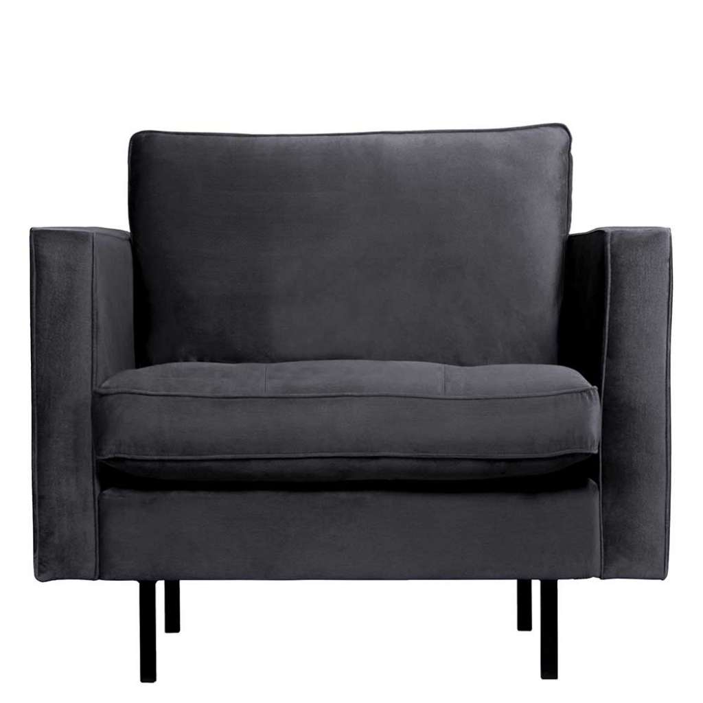 Wohnzimmer Sessel in Dunkelgrau Samt Retro Design