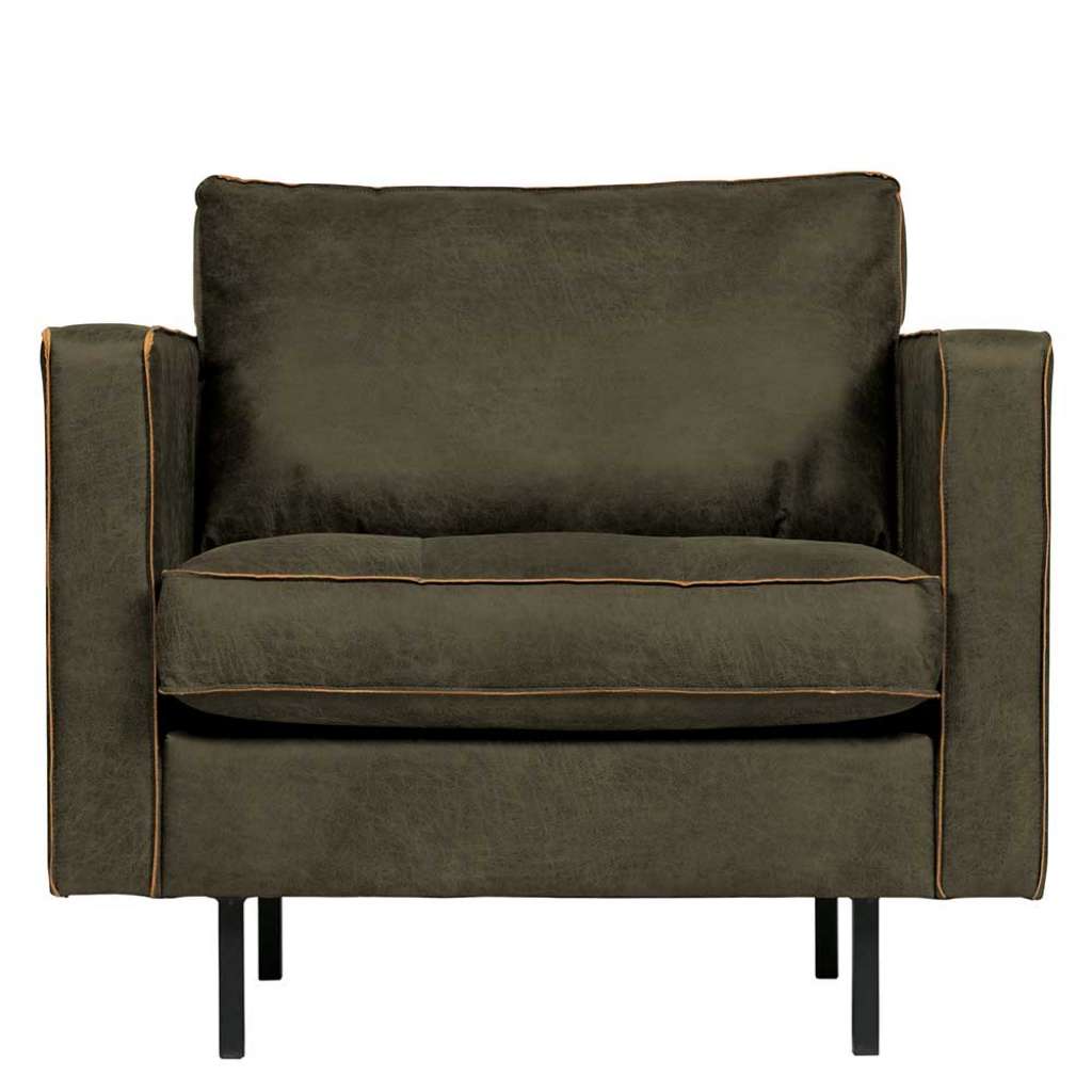 Polstersessel in Olivgrün Recyclingleder Retro Design