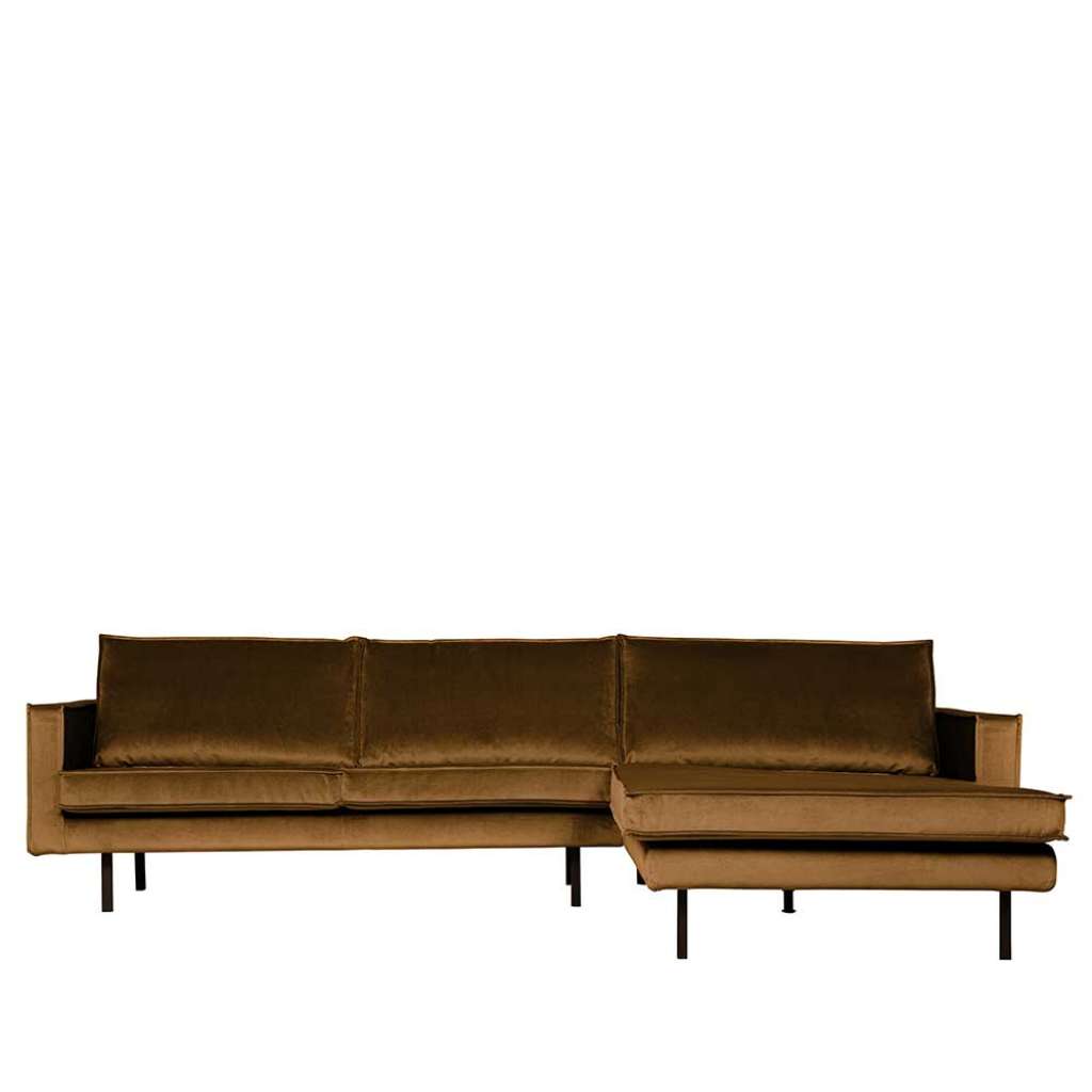 Samt Ecksofa in Honigfarben 300 cm breit