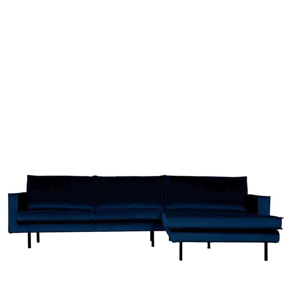 Eckcouch in Dunkelblau Samt 300 cm breit