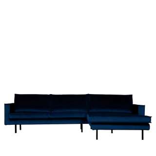 Eckcouch in Dunkelblau Samt 300 cm breit