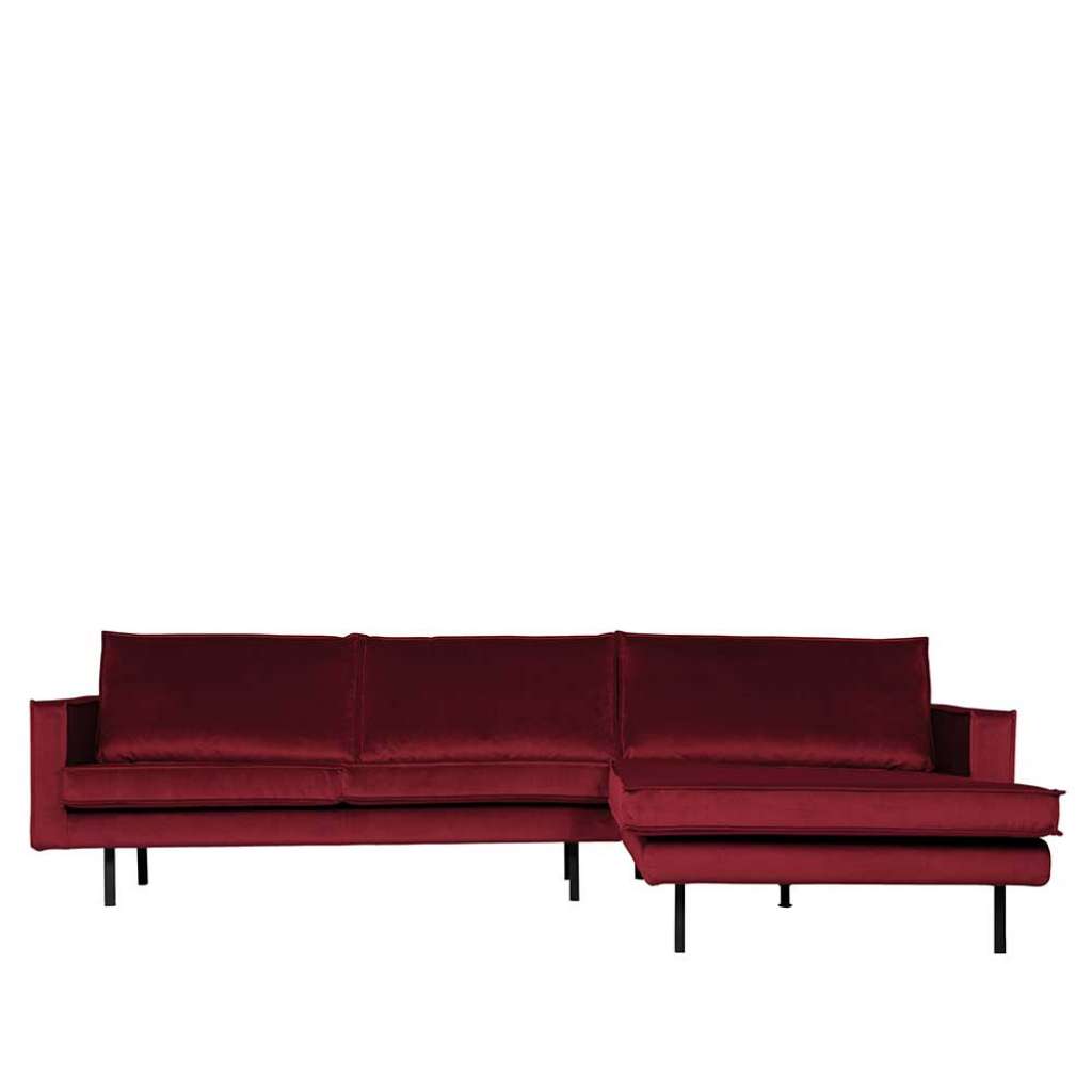 Ecksofa in Dunkelrot Samt 3 Meter breit
