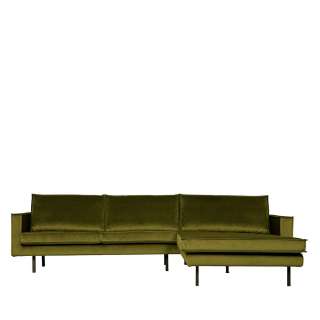 Samt Ecksofa in Olivgrün 300 cm breit