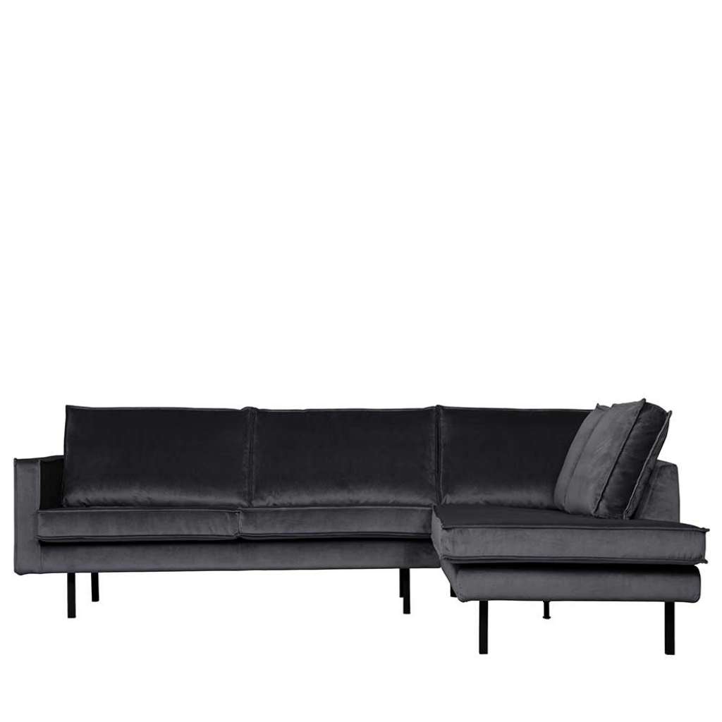 Polsterecke in Dunkelgrau Samt Retro Design