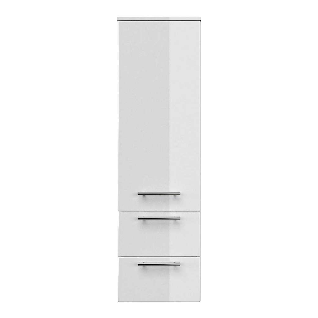 Badezimmer Hochschrank in Hochglanz Weiß 120 cm hoch