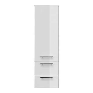 Badezimmer Hochschrank in Hochglanz Weiß 120 cm hoch