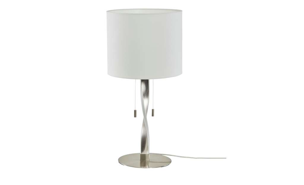 Trio Tischleuchte, NIckel matt mit Stoffschirm ¦ silber ¦ Maße (cm): H: 62 Ø: 30 Lampen & Leuchten > Innenleuchten > Tischlampen - Höffner