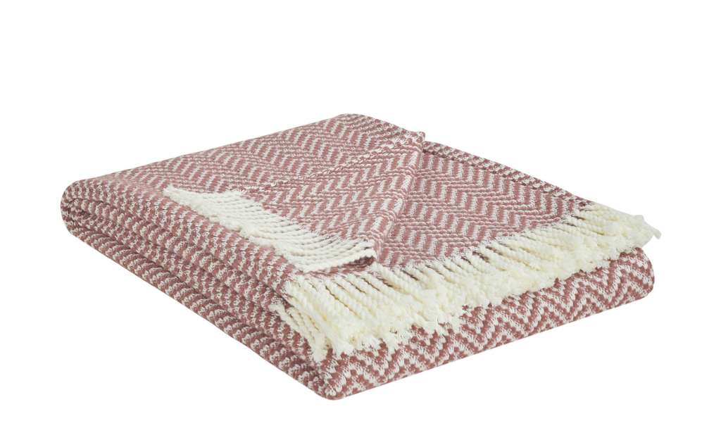 HOME STORY Jacquard Plaid  Zick Zack ¦ rosa/pink ¦ 50% Baumwolle, 50% Polyacryl  ¦ Maße (cm): B: 130 Heimtextilien > Kuscheldecken - Höffner