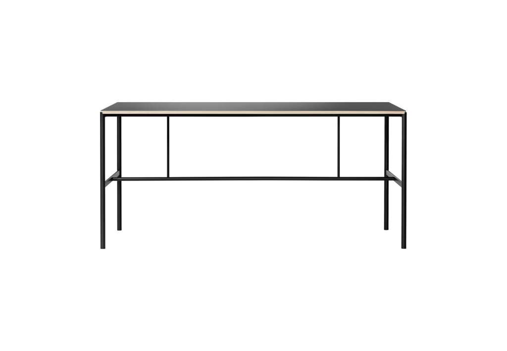 Million - Mies Stehtisch - schwarzes Linoleum/Eiche - Gestell schwarz - indoor