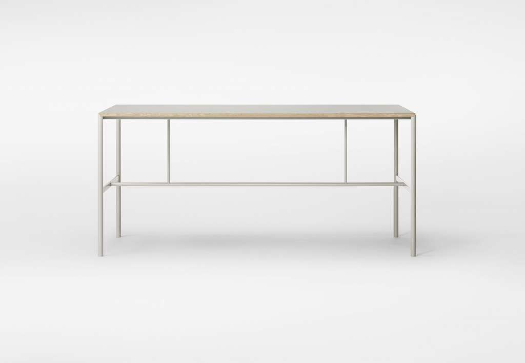 Million - Mies Stehtisch - graues Linoleum/Eiche - Gestell hellgrau - indoor