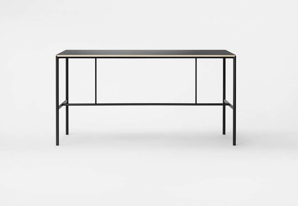 Million - Mies Stehtisch - schwarzes Linoleum/Eiche - Gestell schwarz - indoor