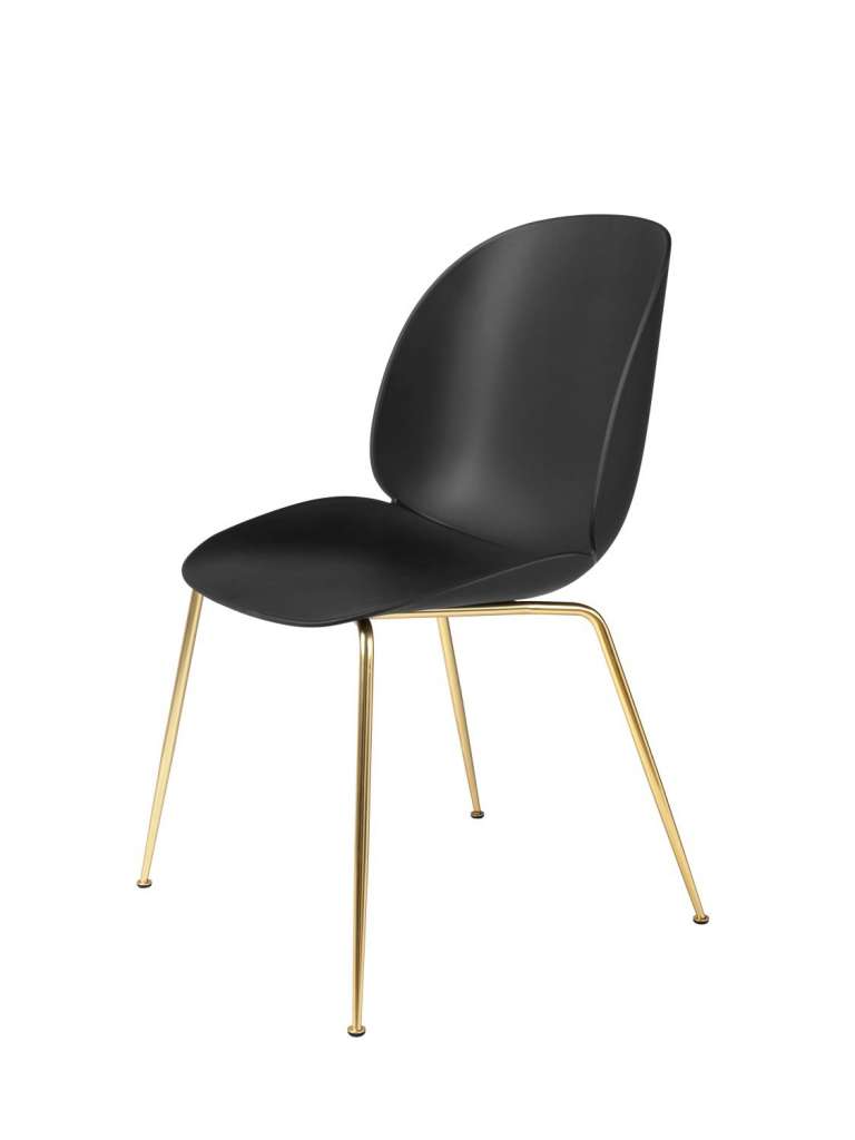 Gubi - Beetle Dining Stuhl - Gestell messing - schwarz - indoor