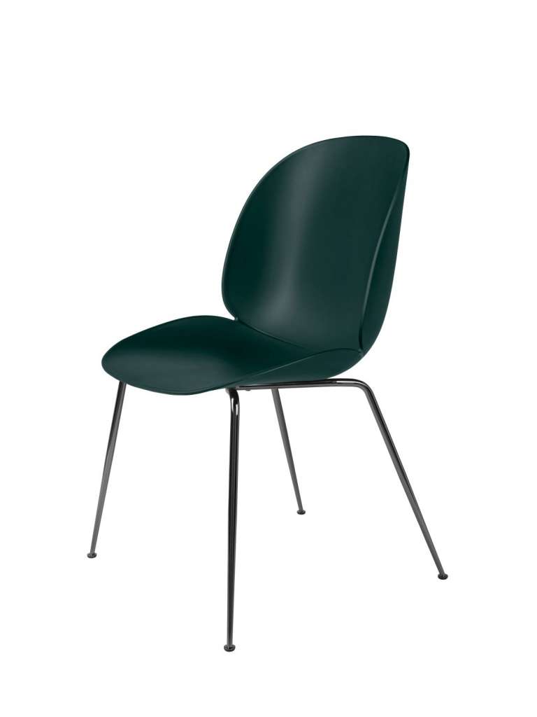 Gubi - Beetle Dining Stuhl - Gestell chrome schwarz - grün - indoor