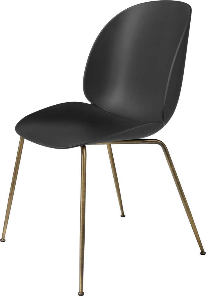 Gubi - Beetle Dining Stuhl - Gestell antik Messing - schwarz - indoor