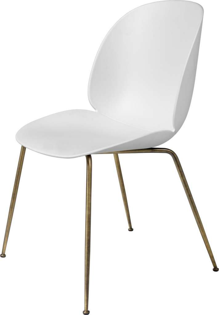 Gubi - Beetle Dining Stuhl - Gestell antik Messing - weiß - indoor