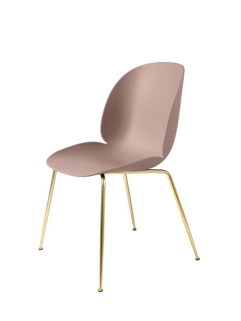 Gubi - Beetle Dining Stuhl - Gestell messing - pink - indoor