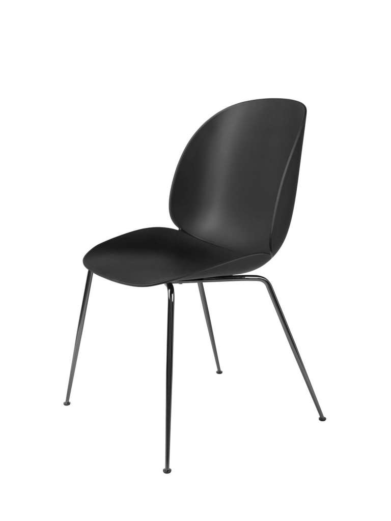 Gubi - Beetle Dining Stuhl - Gestell chrome schwarz - schwarz - indoor