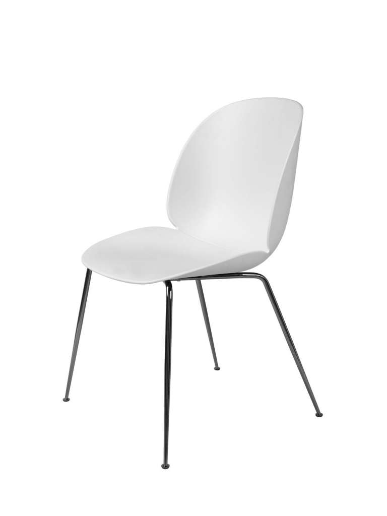 Gubi - Beetle Dining Stuhl - Gestell chrome - weiß - indoor