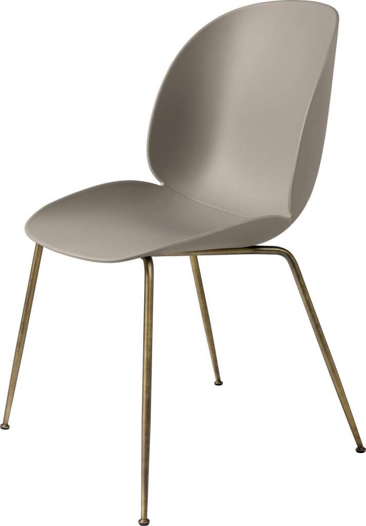 Gubi - Beetle Dining Stuhl - Gestell antik Messing - beige - indoor