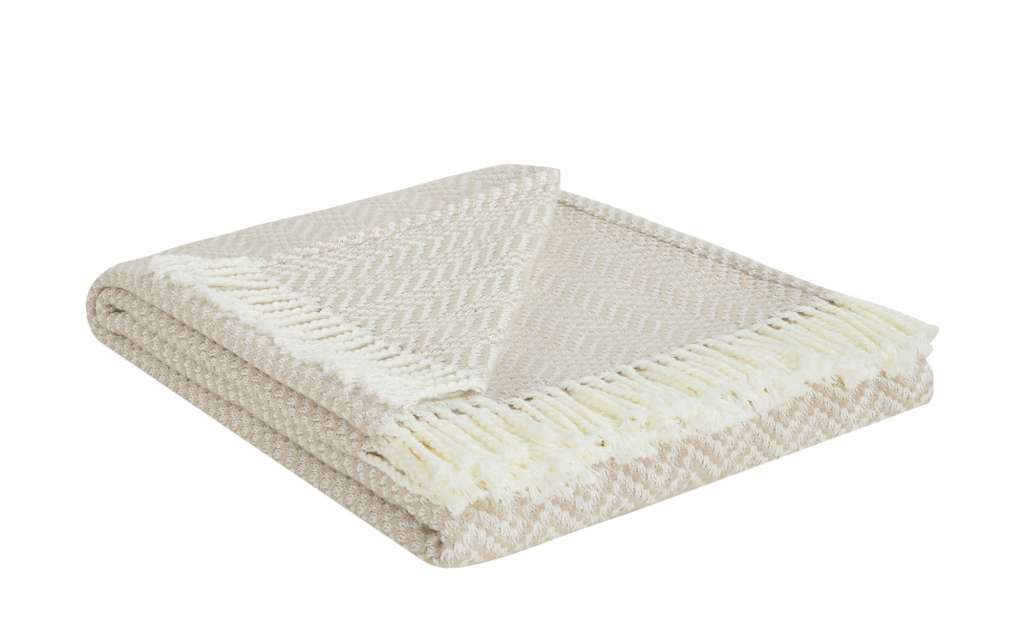 HOME STORY Jacquard Plaid  Zick Zack ¦ beige ¦ 50% Baumwolle, 50% Polyacryl  ¦ Maße (cm): B: 130 Heimtextilien > Kuscheldecken - Höffner