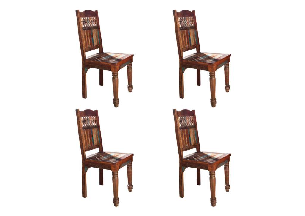 Stuhl 4er Set Indisches Altholz lackiert FABLE #05