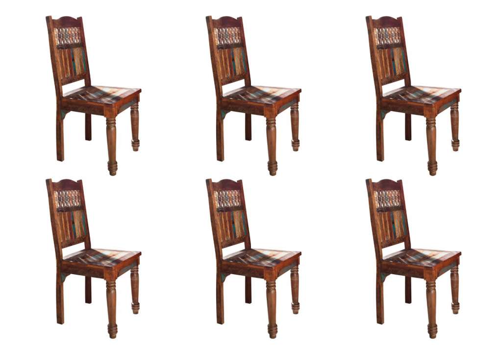Stuhl 6er Set Indisches Altholz lackiert FABLE #05