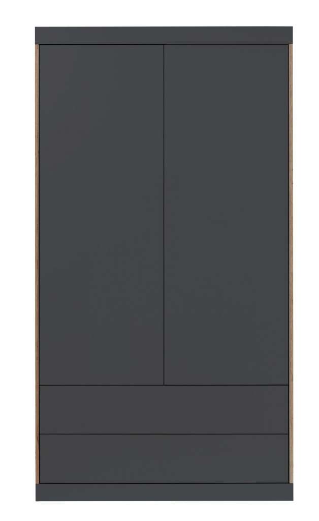 Müller Möbelwerkstätten - Flai Kleiderschrank Außenschubkästen mit 2-Türen - anthrazit - indoor