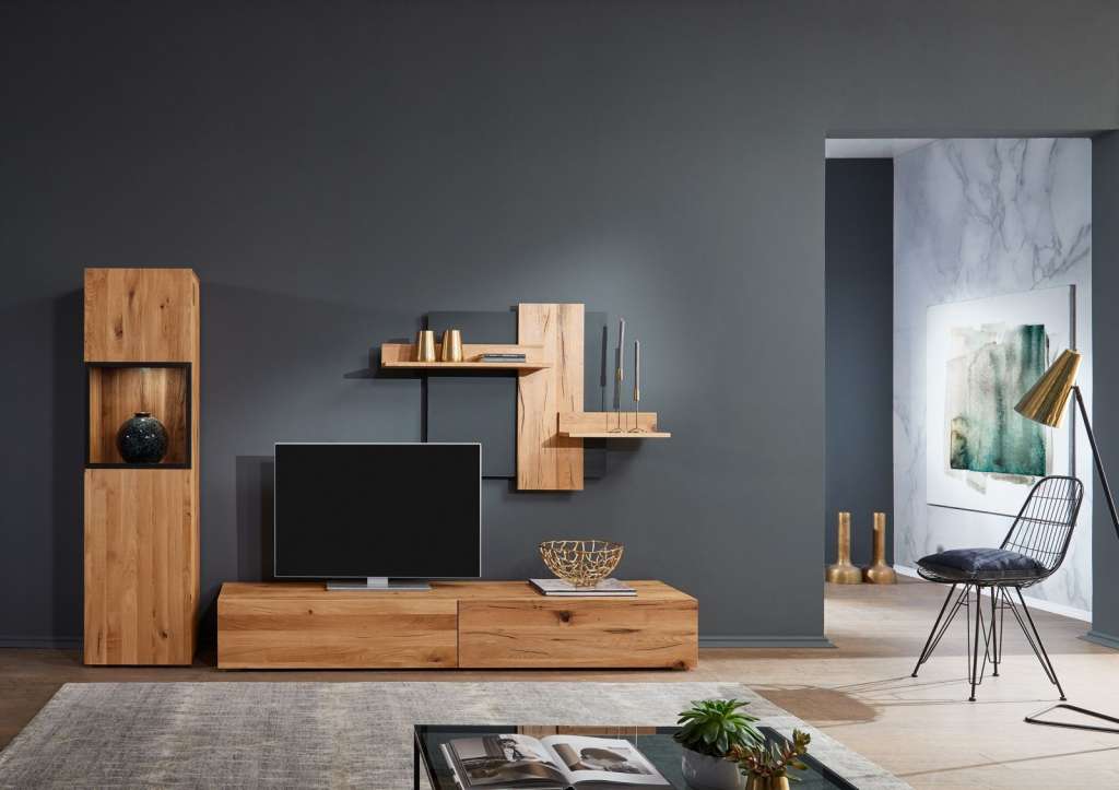 Wohnwand Wild-/Zerreiche natur geölt FRANKFURT #122