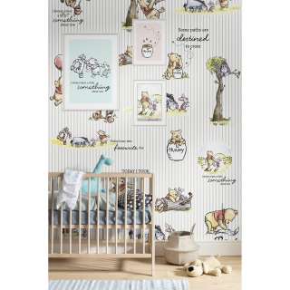 home24 Vlies Fototapete Winnie Pooh Stripes