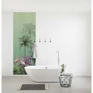 home24 Vlies Fototapete Jungle Flamingo