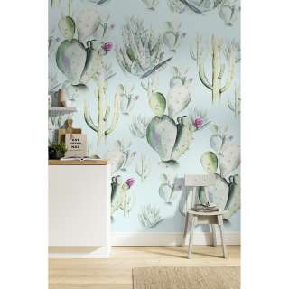 home24 Vlies Fototapete Cactus Blue