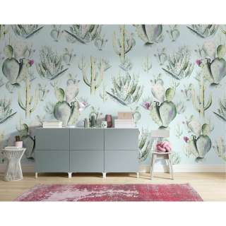 home24 Vlies Fototapete Cactus Blue