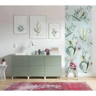 home24 Vlies Fototapete Cactus Blue