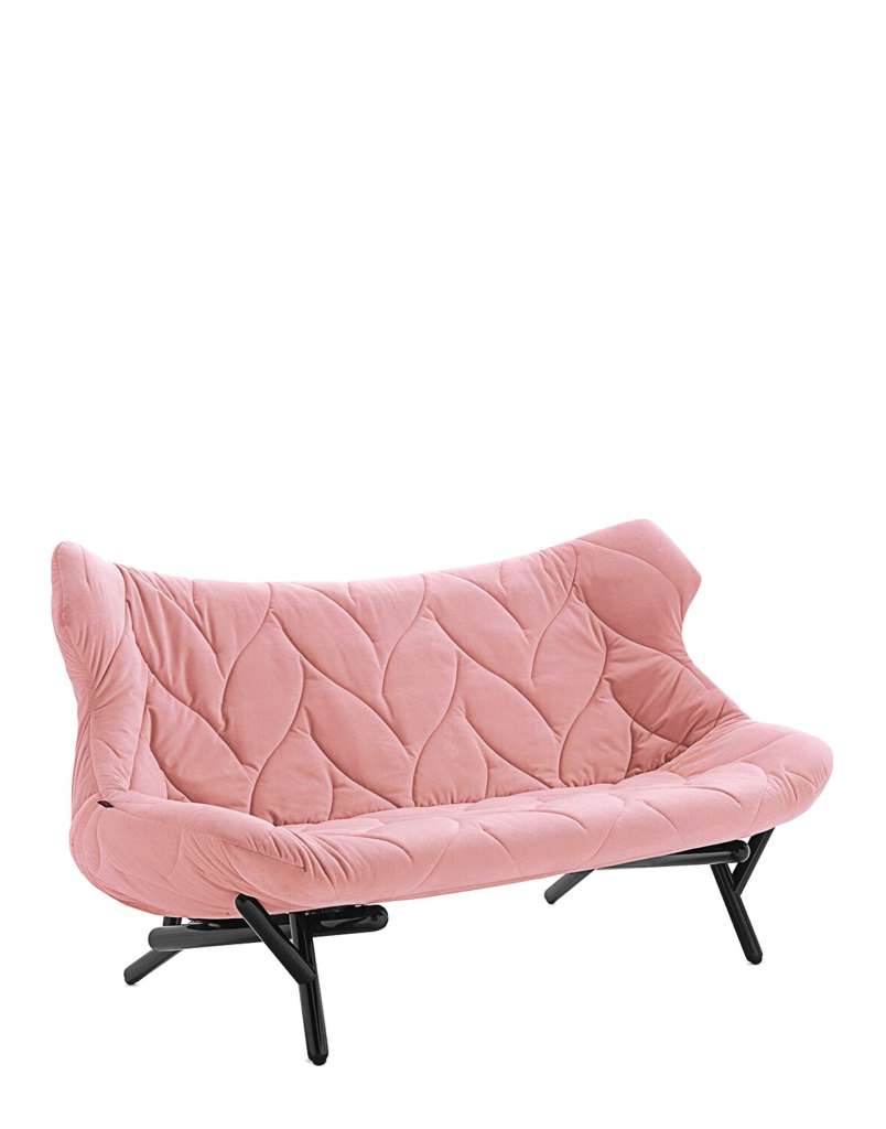 Kartell - Foliage 2-Sitzer Gestell schwarz - Samt rosa - indoor