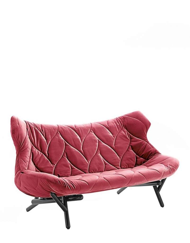 Kartell - Foliage 2-Sitzer Gestell schwarz - Samt rot - indoor