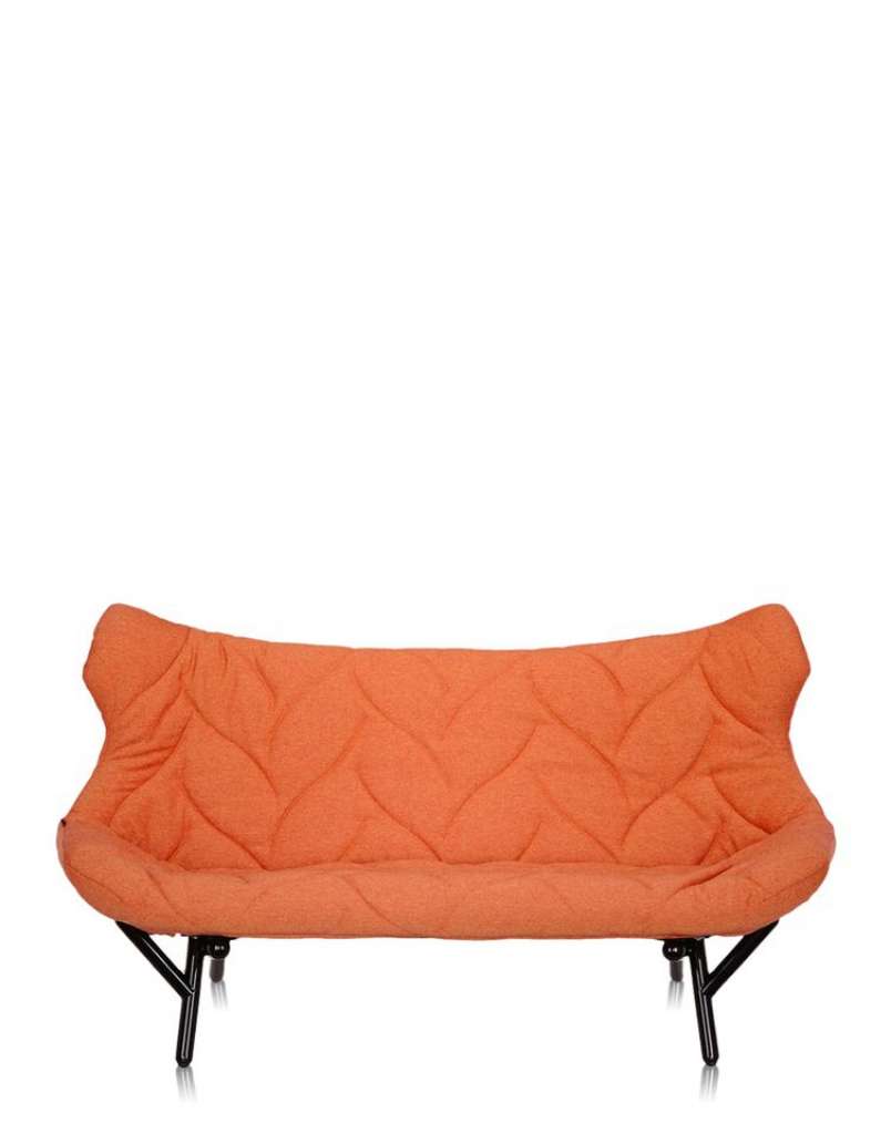 Kartell - Foliage 2-Sitzer Gestell schwarz - Trevira orange - indoor