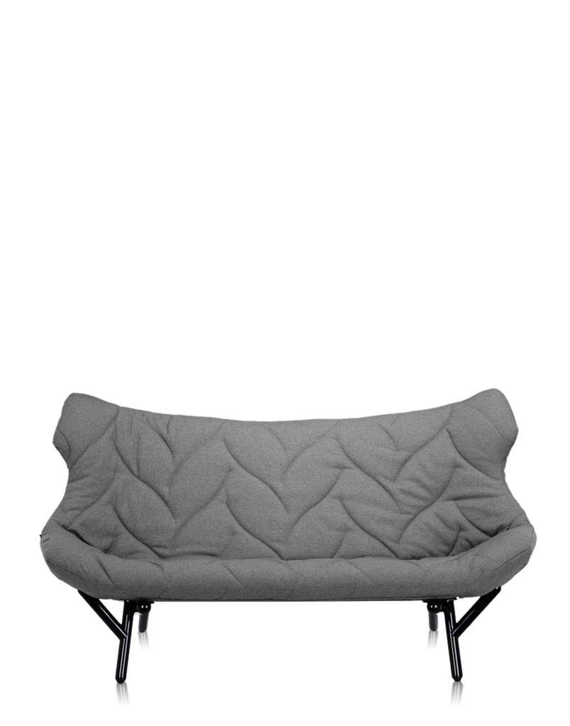 Kartell - Foliage 2-Sitzer Gestell schwarz - Trevira grau - indoor