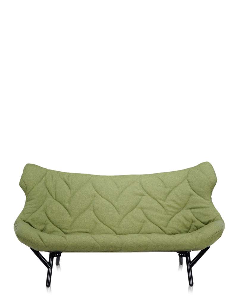 Kartell - Foliage 2-Sitzer Gestell schwarz - Trevira grün - indoor