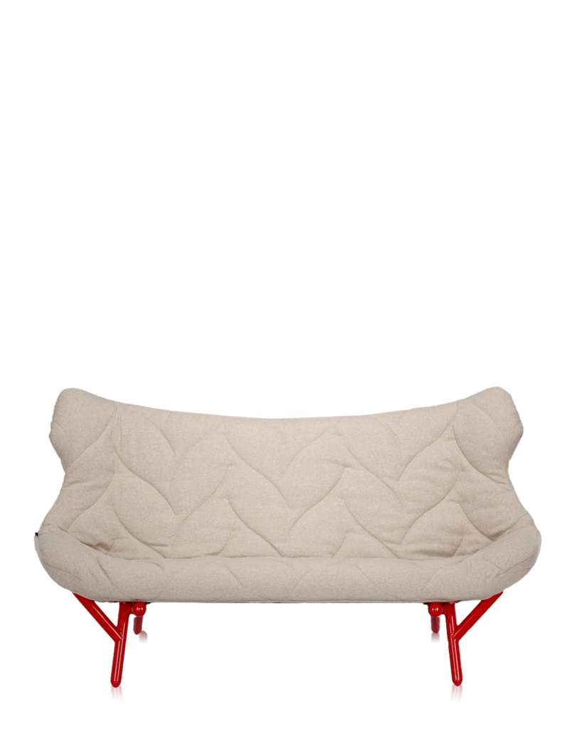 Kartell - Foliage 2-Sitzer Gestell rot - Trevira beige - indoor