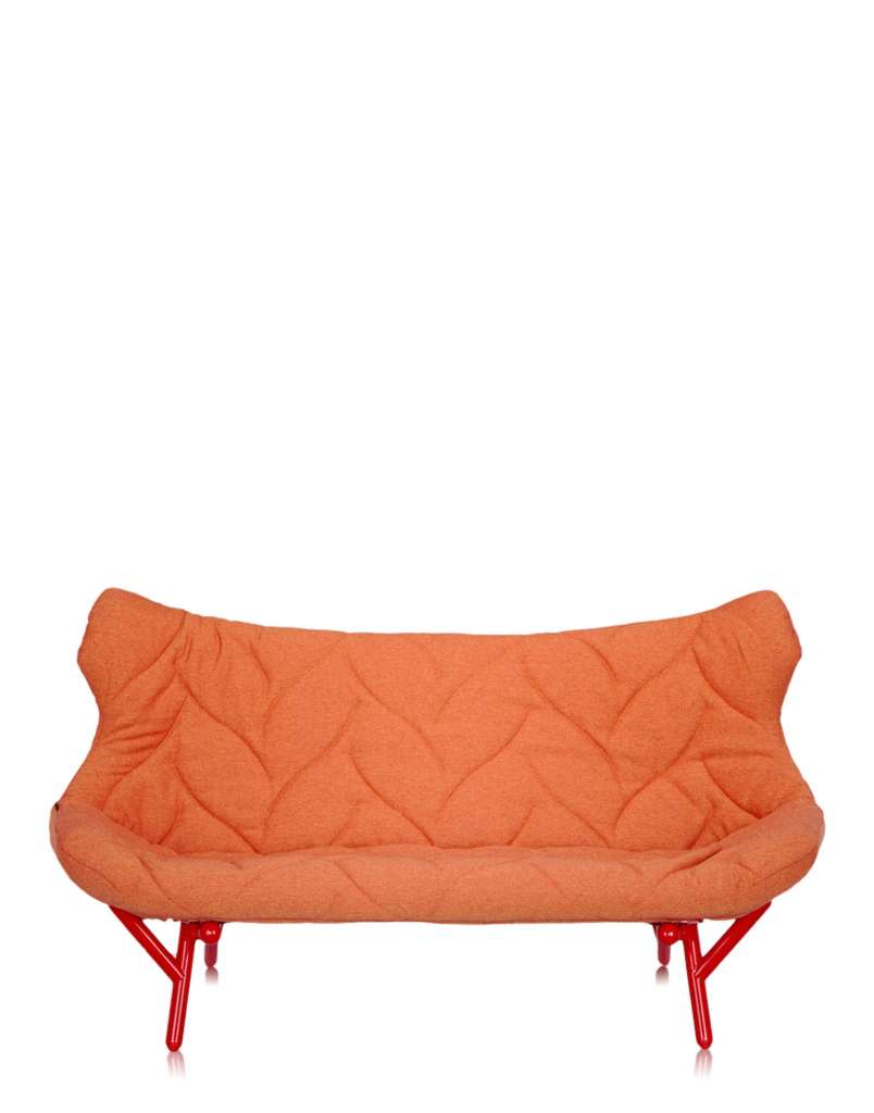 Kartell - Foliage 2-Sitzer Gestell rot - Trevira orange - indoor