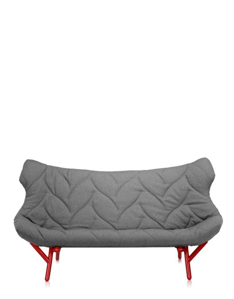 Kartell - Foliage 2-Sitzer Gestell rot - Trevira grau - indoor