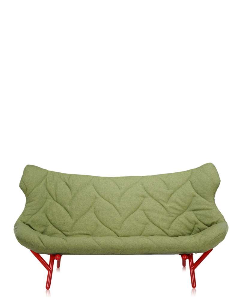 Kartell - Foliage 2-Sitzer Gestell rot - Trevira grün - indoor